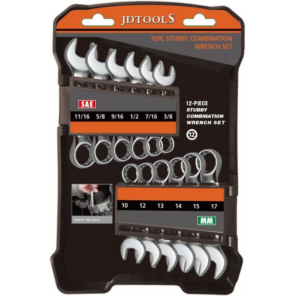 12PC Stubby Combination Wrench Set MM&SAE
